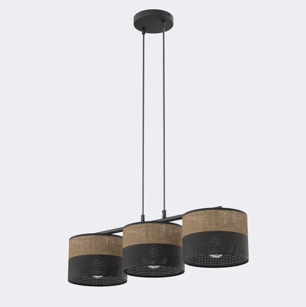 Lampadario a cavo KARBON 3xE27/15W/230V nero/marrone