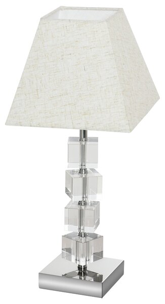Lampada da Comodino Abat Jour con Paralume in Tessuto E14 20x20x47 cm Crema