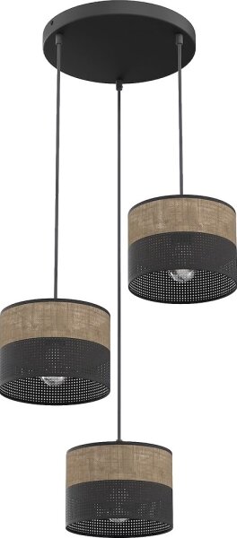 Lampadario a cavo KARBON 3xE27/15W/230V nero/marrone