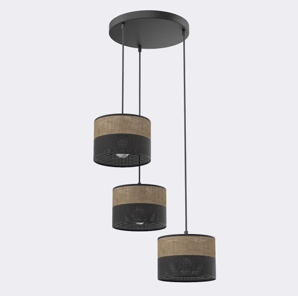 Lampadario a cavo KARBON 3xE27/15W/230V nero/marrone