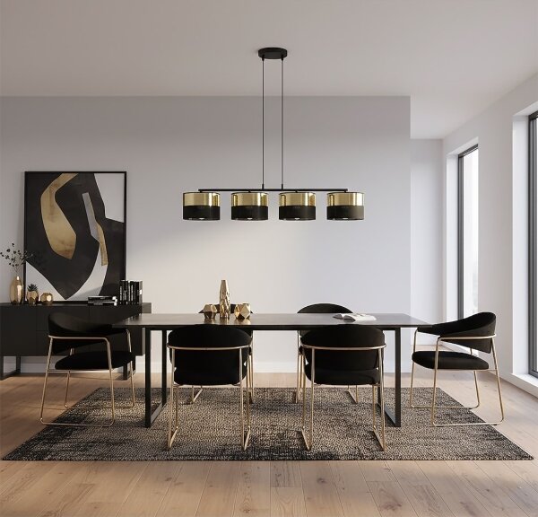 Lampadario sospeso LUX su cavo 4xE27/15W/230V nero/oro