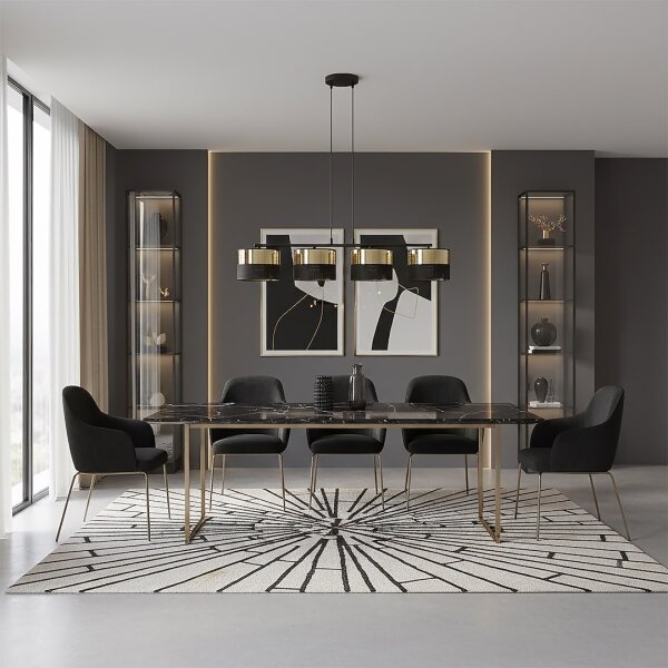 Lampadario sospeso LUX su cavo 4xE27/15W/230V nero/oro