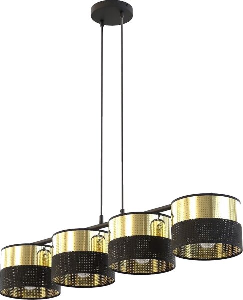 Lampadario sospeso LUX su cavo 4xE27/15W/230V nero/oro