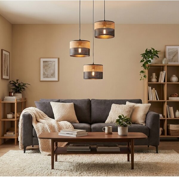 Lampadario a cavo KARBON 3xE27/15W/230V nero/marrone