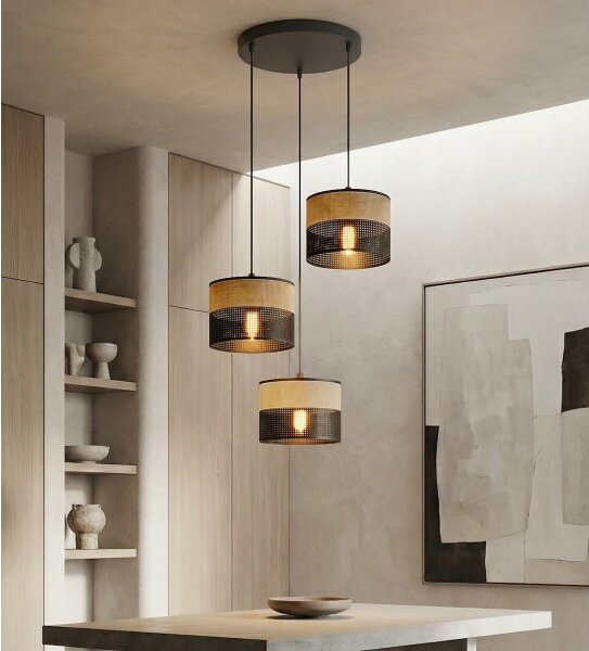 Lampadario a cavo KARBON 3xE27/15W/230V nero/marrone