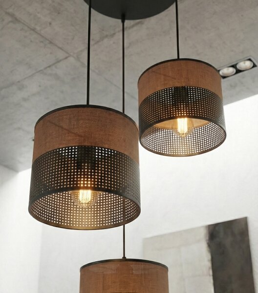 Lampadario a cavo KARBON 3xE27/15W/230V nero/marrone