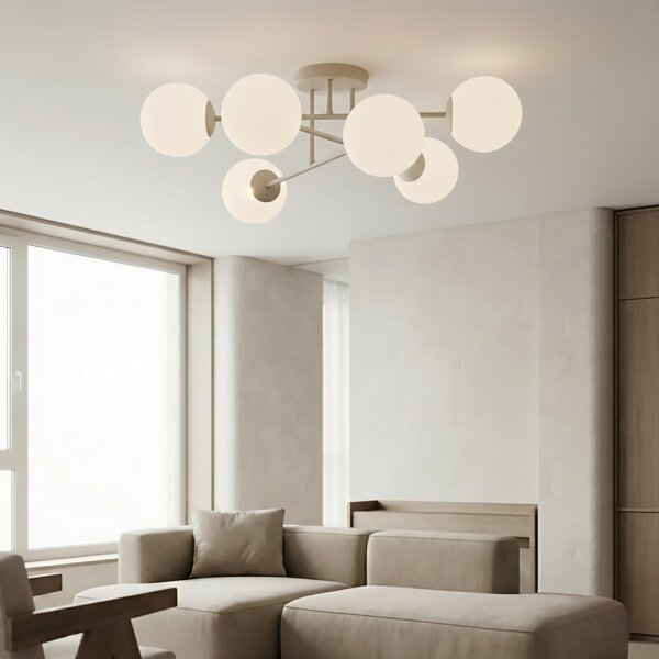 Lampadario a plafone ROMA 6xE14/10W/230V beige