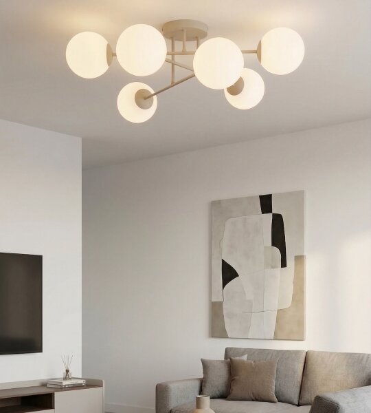 Lampadario a plafone ROMA 6xE14/10W/230V beige