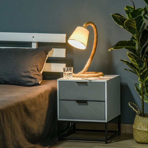 Lampada da Comodino Abat Jour con Paralume in Tessuto E14 29,5x21x43,5 cm Beige
