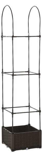 Fioriera da Giardino 40x40x175 cm con Vaso e Griglia per Rampicanti Marrone