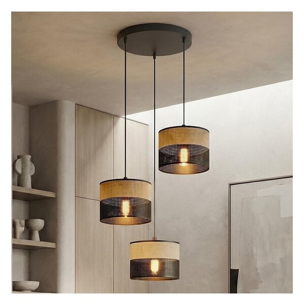 Lampadario a cavo KARBON 3xE27/15W/230V nero/marrone