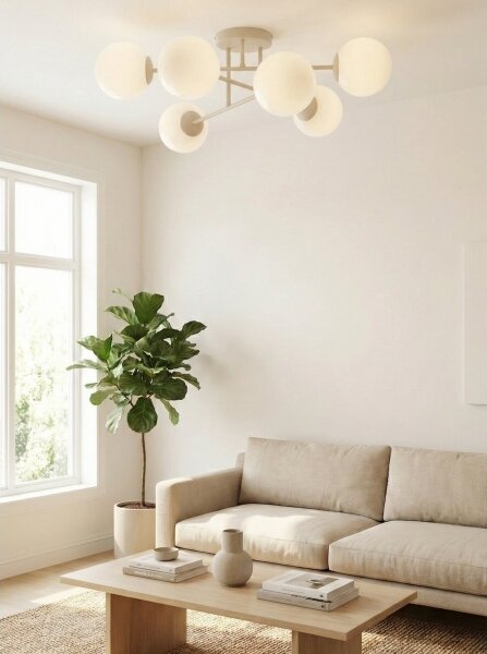 Lampadario a plafone ROMA 6xE14/10W/230V beige