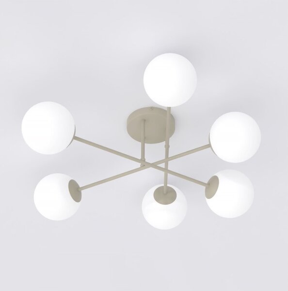 Lampadario a plafone ROMA 6xE14/10W/230V beige