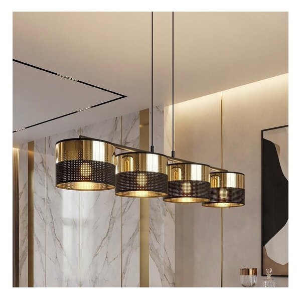 Lampadario sospeso LUX su cavo 4xE27/15W/230V nero/oro