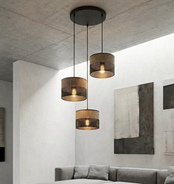 Lampadario a cavo KARBON 3xE27/15W/230V nero/marrone
