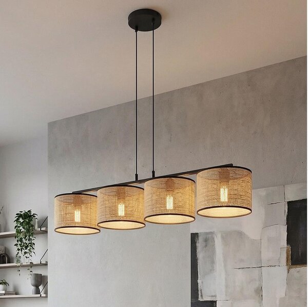 Lampada a sospensione ECO su cavo 4xE27/15W/230V beige/rattan