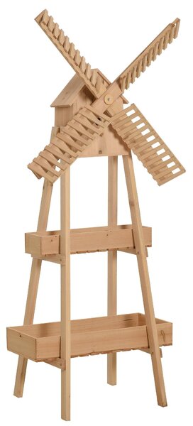 Fioriera da Giardino con Mulino 80x44x154 cm in Legno Naturale