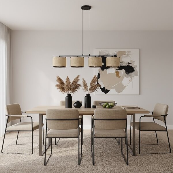 Lampada a sospensione ECO su cavo 4xE27/15W/230V beige/rattan