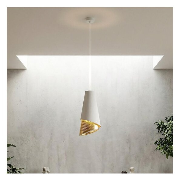 Lampada a sospensione con cavo MODA 1xE27/15W/230V bianco/oro