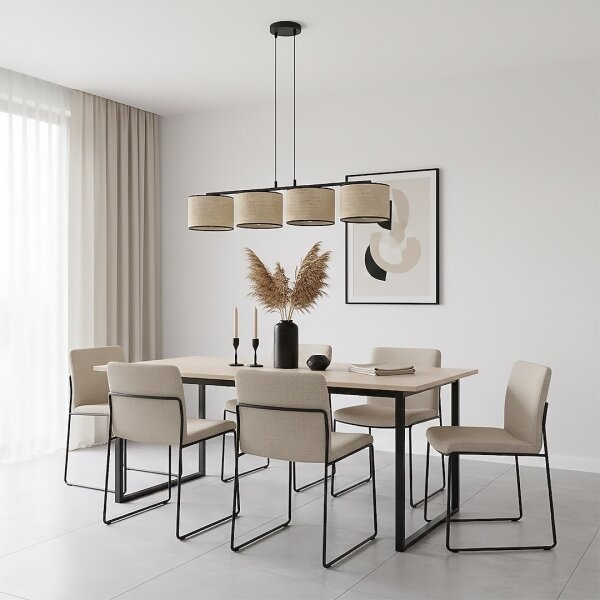 Lampada a sospensione ECO su cavo 4xE27/15W/230V beige/rattan