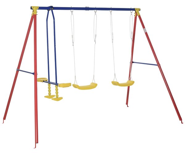 Altalena da Giardino 4 Posti 290x180x196 cm con Cavallina in Metallo