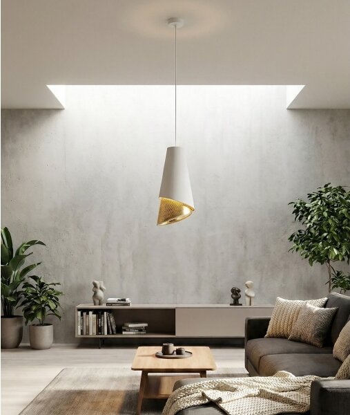 Lampada a sospensione con cavo MODA 1xE27/15W/230V bianco/oro