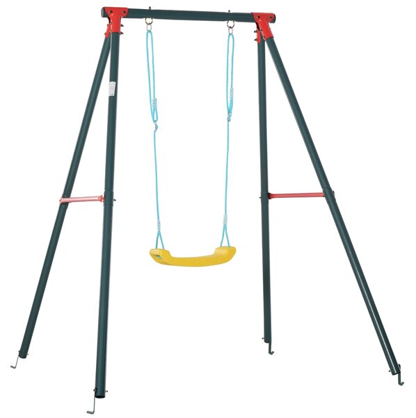 Altalena per Bambini da Giardino 155x160x180 cm in Metallo Verde