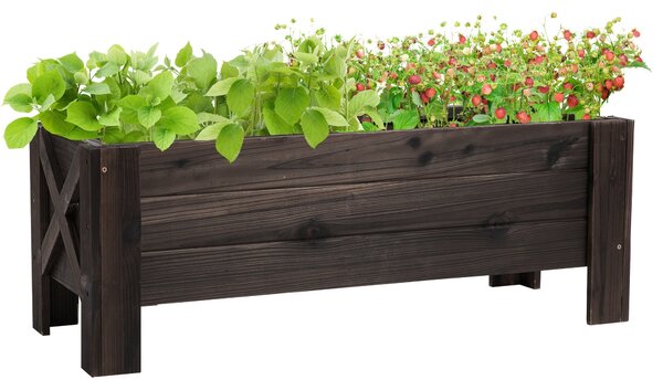 Fioriera da Giardino 100x35,5x36 cm in Legno Carbonizzato