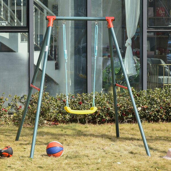Altalena per Bambini da Giardino 155x160x180 cm in Metallo Verde