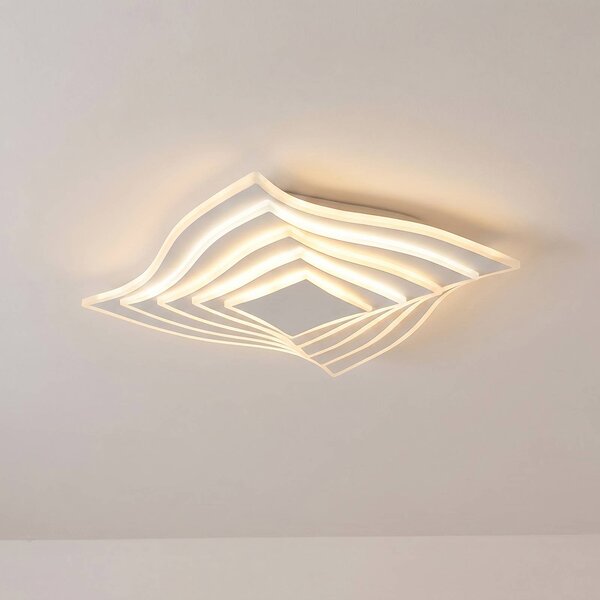 Plafoniera a LED Rebeka Lindby, dimmerabile, Bianco / Opale, Soggiorno / Sala da pranzo, Metallo, Moderno, Plafoniera LED
