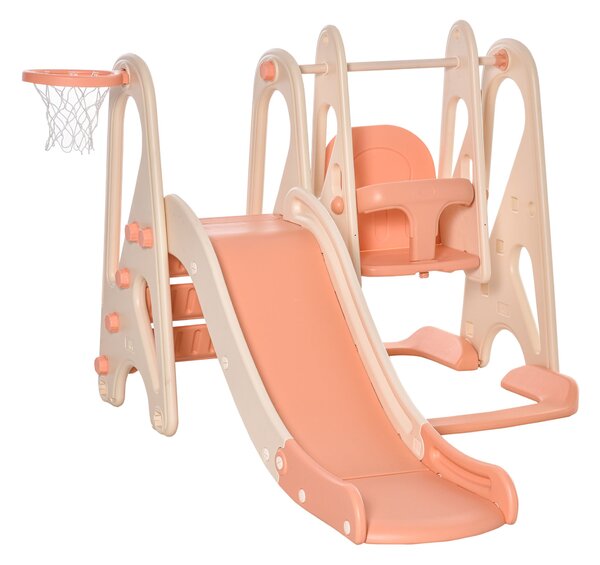 Scivolo per Bambini 158x117x97 cm con Altalena e Canestro Beige
