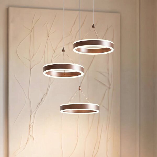 Lucande Lampada LED a sospensione Kolo, marrone, 3 luci, dimmerabile Kolo Lucande,, Marrone / Ruggine, Soggiorno / Sala da pranzo, Metallo, Moderno