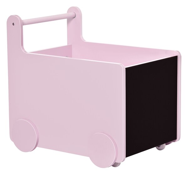 Carrello Portagiochi con Lavagne 47x35x45,5 cm in Legno MDF Rosa