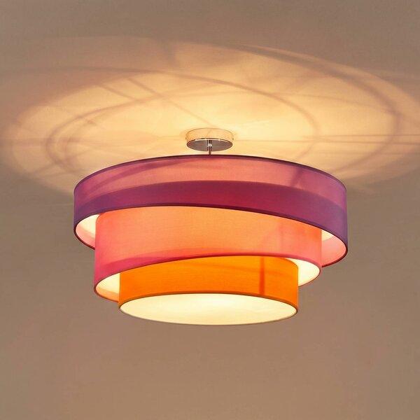 Plafoniera soffitto Melia Lindby, dimmerabile, Violetto / Fucsia / Rosa, Soggiorno / Sala da pranzo, Tessuto / Stoffa / Seta, Moderno, Plafoniera