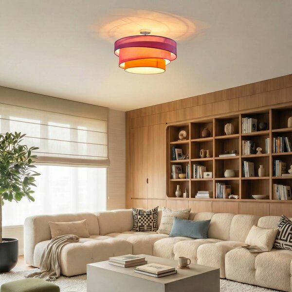 Plafoniera soffitto Melia Lindby, dimmerabile, Violetto / Fucsia / Rosa, Soggiorno / Sala da pranzo, Tessuto / Stoffa / Seta, Moderno, Plafoniera