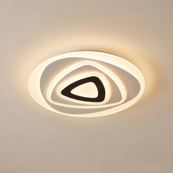 Plafoniera a LED Rebeka Lindby, dimmerabile, Bianco / Opale, Soggiorno / Sala da pranzo, Plastica, Moderno, Plafoniera LED