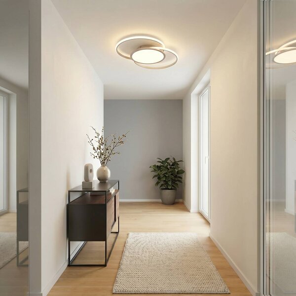 Plafoniera a LED Senne Lucande, dimmerabile, Alluminio / Grigio / Zincato, Camera da letto, Metallo, Moderno, Plafoniera LED