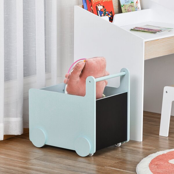 Carrello Portagiochi con Lavagne 47x35x45,5 cm in Legno MDF Azzurro