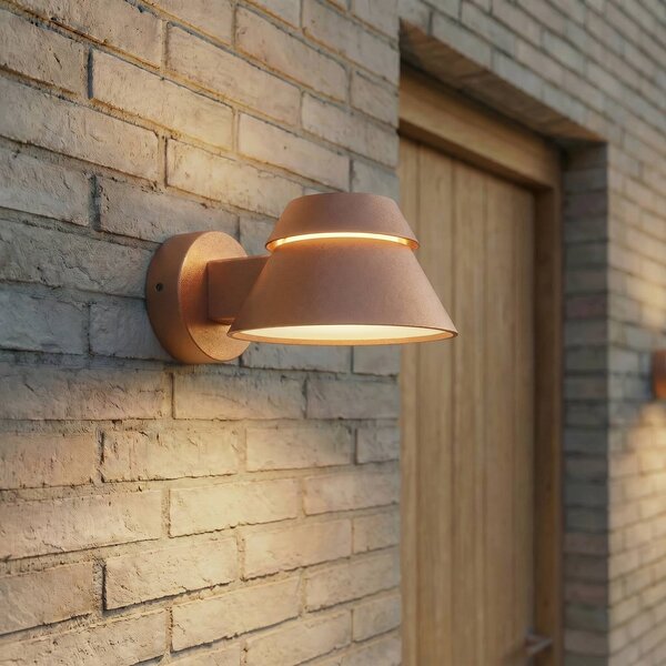 Applique da esterni a LED Moena Lucande, Marrone / Ruggine, Alluminio, Moderno, Applique LED da esterni