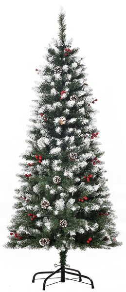 Albero di Natale Artificiale Innevato 150 cm 408 Rami con Pigne Verde