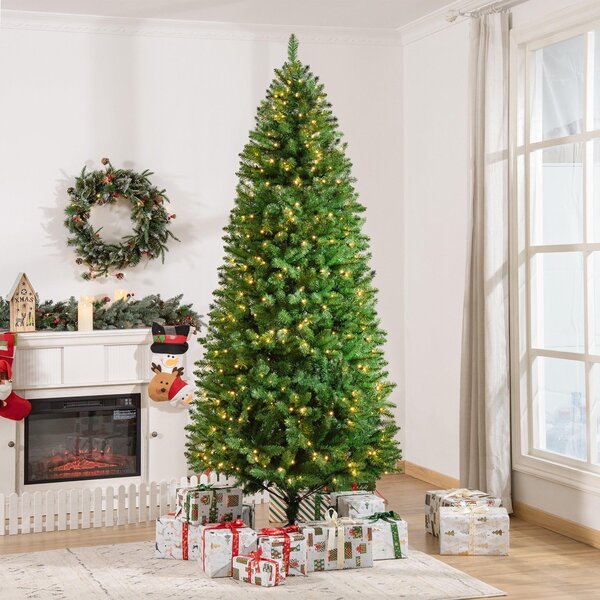 Albero di Natale Artificiale 225 cm 1146 Rami 450 Luci LED Bianche Verde