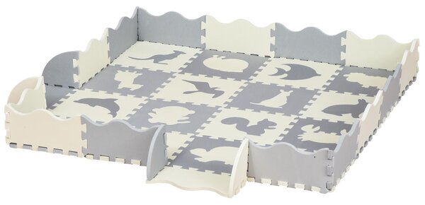 Tappeto Puzzle per Bambini 150x150x1,4 cm in EVA Bianco Grigio