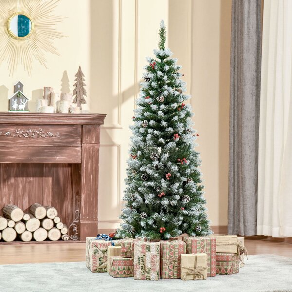 Albero di Natale Artificiale Innevato 150 cm 408 Rami con Pigne Verde