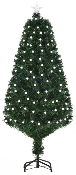 Albero di Natale Artificiale 150 cm 170 Rami con Luci LED e Fibre Ottiche Colorate Verde