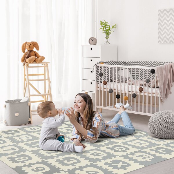 Tappeto Puzzle per Bambini 182,5x182,5 cm in EVA Bianco Grigio