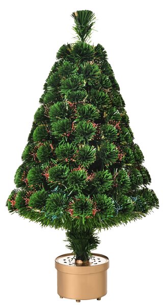 Albero di Natale Artificiale 90 cm 95 Rami a Fibre Ottiche Multicolore Verde