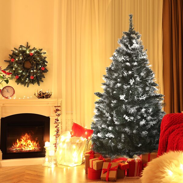 Albero di Natale Artificiale Innevato 150 cm 378 Rami con Bacche Verde