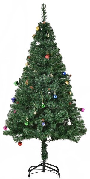 Albero di Natale Artificiale 150 cm con Palline e Decorazioni Verde