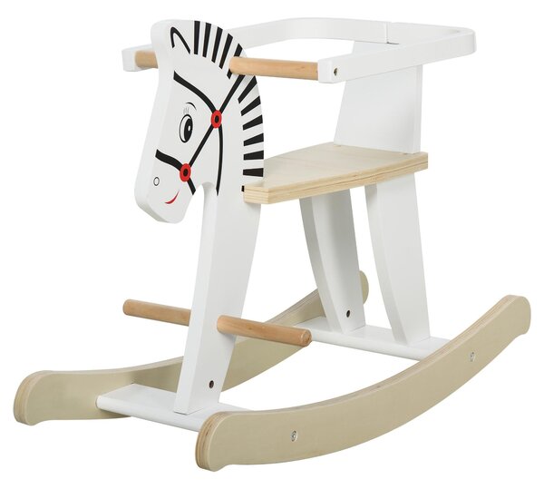 Cavallo a Dondolo per Bambini 68x26,5x48 cm in Legno Bianco