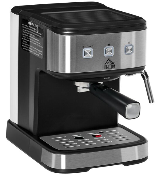 Macchina da Caffè e Cappuccino 850W 15 Bar 35.5x21x29 cm Nero e Argento